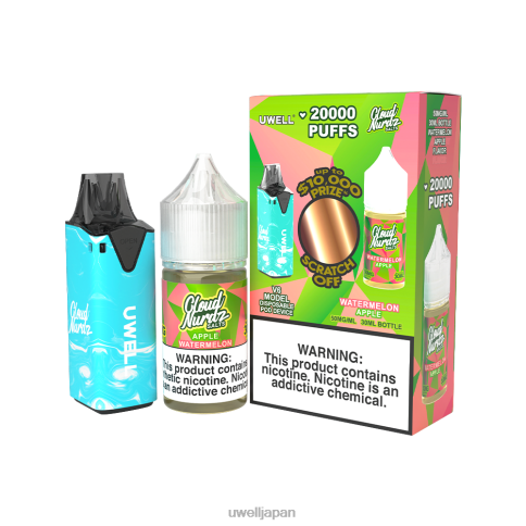 UWELL V6 使い捨てデバイス + パパの蒸気 30ml ジュース - コラボバンドル | UWELL Tokyo clr ブラック/flv セレニティ 50mg J0X2T222